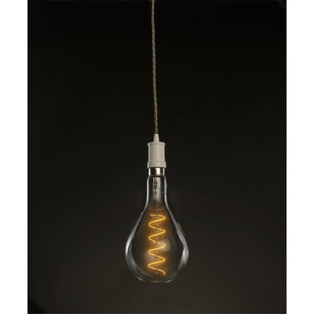 BULBRITE 1-Light White Contemporary Pendant Socket and Canopy LED 4w Pear Shaped Grand Nostalgic Light Bulb 810114